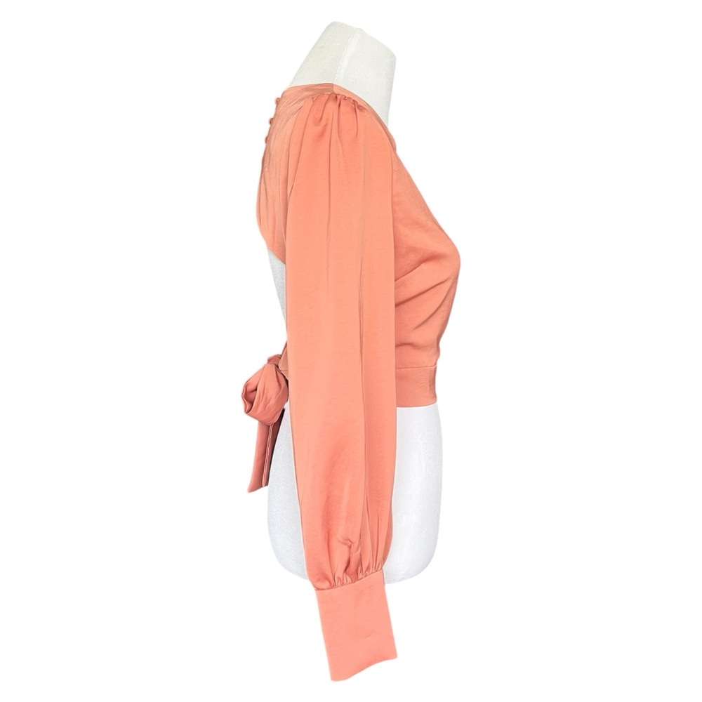 Lulu's Sultry Looks Rusty Rose Satin Balloon Sleeve Backless Top Women's Medium - Picture 7 of 10